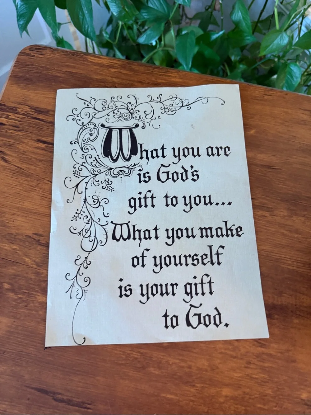 Inspirational Script Wall Art - Black on Cream Christian GOD